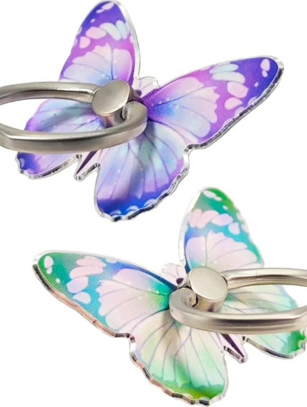Butterfly Phone Ring Holder Stand Glitter Sparkle Grip 2 Pack